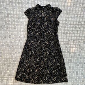 Julie Brown Black Gold Lace Dress